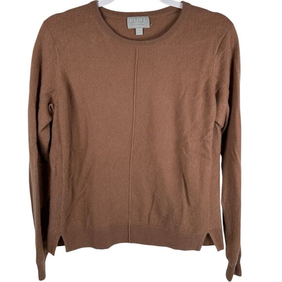 Pure Collection 100% Cashmere brown crewneck Sweater women’s small - Picture 1 of 6